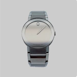 NWOT Movado Stainless Steel Sapphire Mirror Round Dial Link Watch